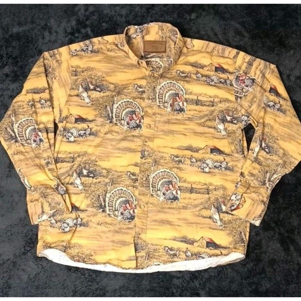 Clearwater Outfitters Long Sleeve Button Up Mens L Turkey Hunting Gorpcore AOP